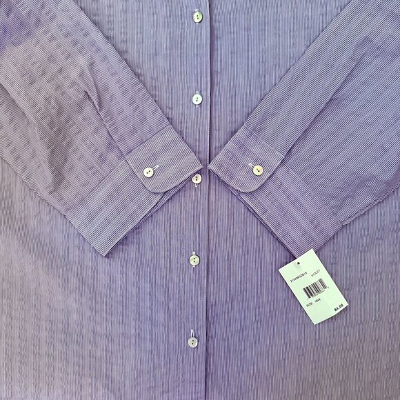 Foxcroft Womens Size XL Purple Textured Cotton Button Up Shirt NWT Collar Blouse - Picture 5 of 11